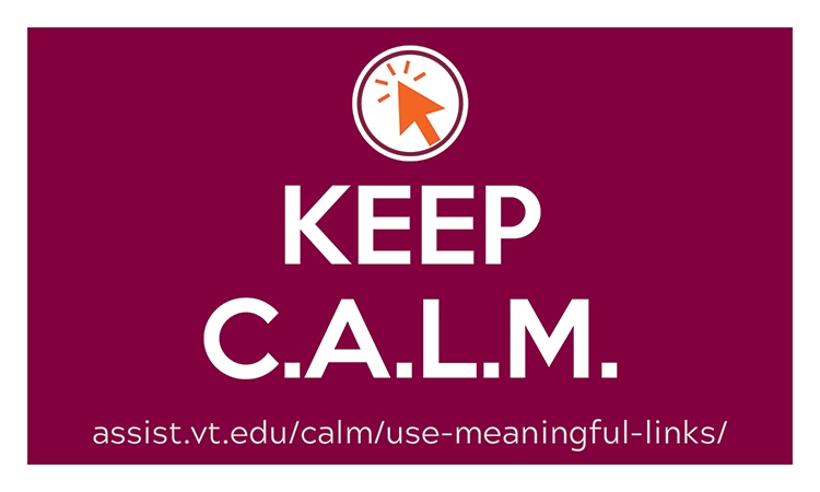 Keep CALM and use Meaningful Links Keep CALM and use Meaningful Links